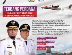 Disuntik’ Bantuan Keuangan Provinsi Sulsel, Besok Penerbangan Perdana Toraja – Balikpapan