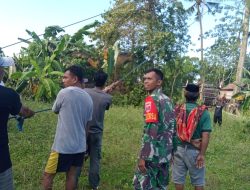 Hidupkan Semangat Gotong Royong, Pagi-pagi Babinsa Koramil Dua Boccoe Bantu Warga Desa Solo Tebang Pohon