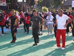 Perkuat Sinergitas, Batalyon C Pelopor Ikuti Olahraga Bersama TNI-Polri Dan Pemkab Bone