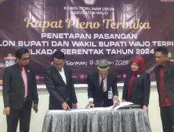 KPU Wajo Resmi Tetapkan Paslon Ar-Rahman Bupati dan Wabup Terpilih